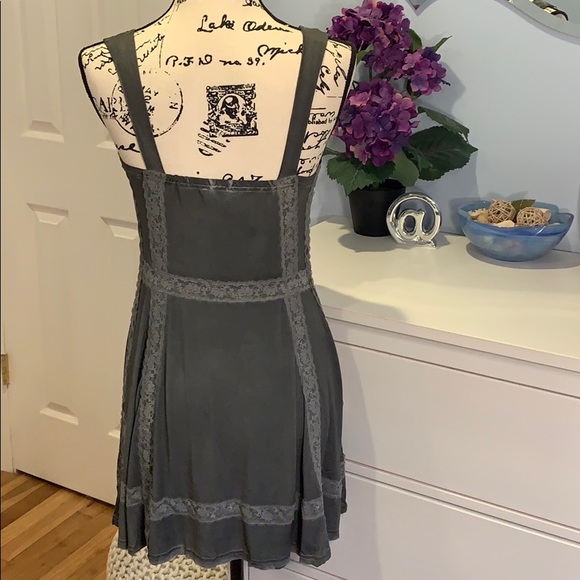 CLEARANCE! Smokey Charcoal Sleeveless Lace Up Mini Dress NEW! - Picture 3 of 5